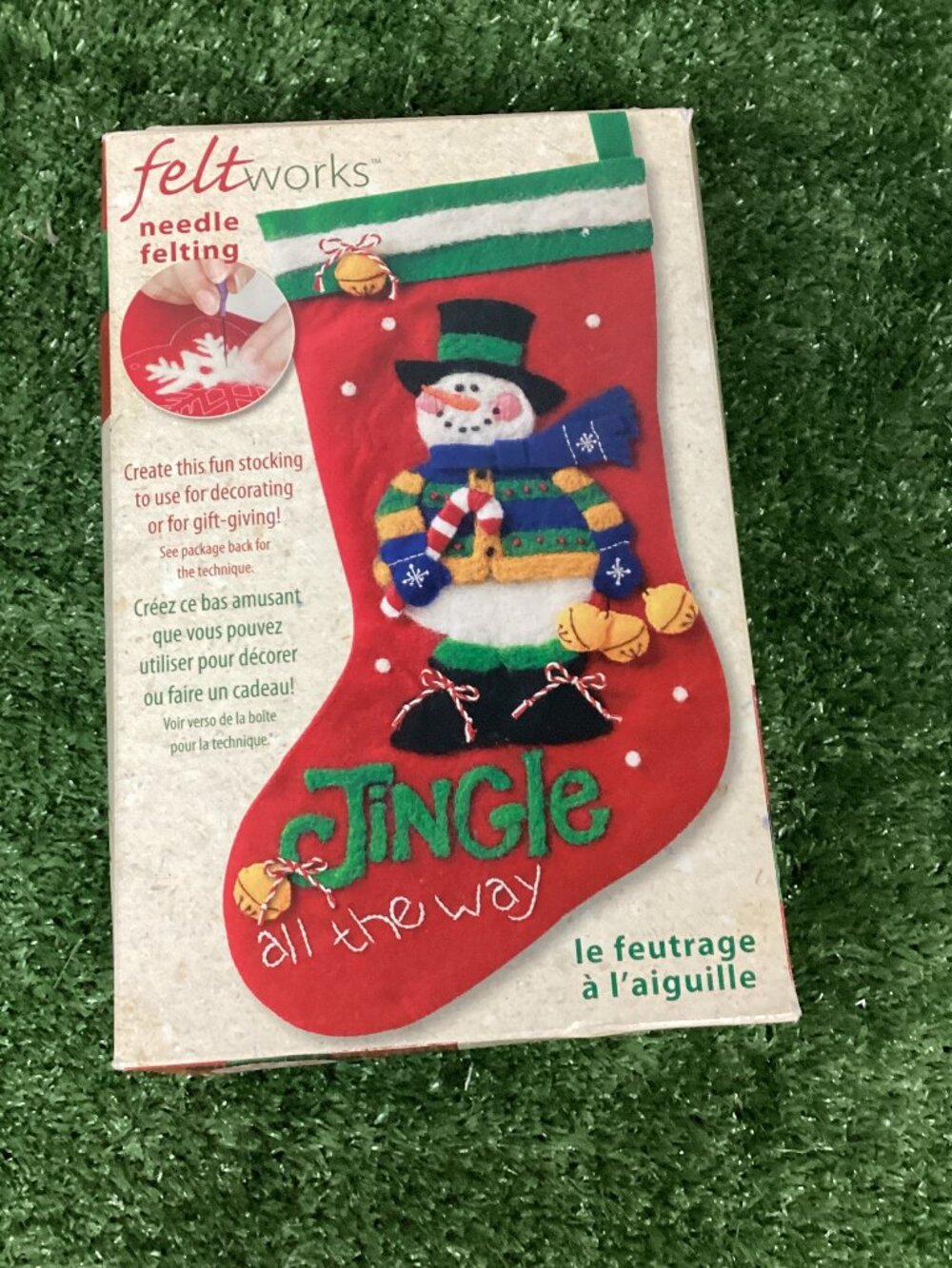 Felt Works Needle Felting Kit Jingle Stocking Snowman #73245 NIB